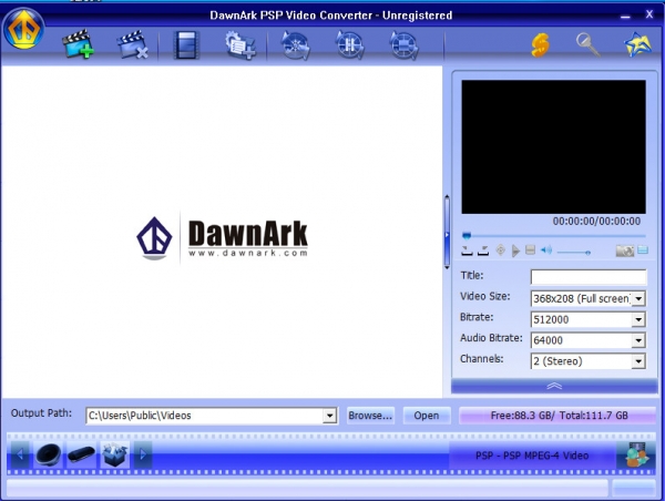 PSP视频格式转换器DawnArk PSP Video Converter v1.2.16.092 官方安装版