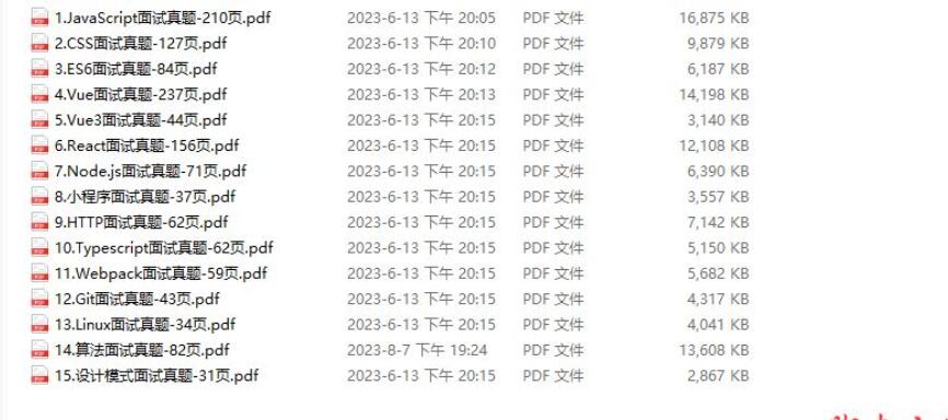 前端面试资料2024年大厂进阶秘诀 中文PDF